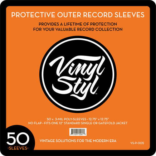 Vinyl Styl® 12 Inch Vinyl Record Outer Sleeve Polyethylene - 50 Count (Clear)