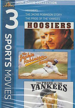 3 Sports Movies: Hoosiers / The Jackie Robinson Story / The Pride of the Yankees